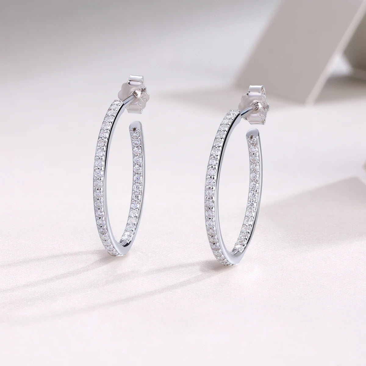 Jiuzuan Moissanite Hoop Earrings 925 Sterling Silver Gold Plated GRA Certificate