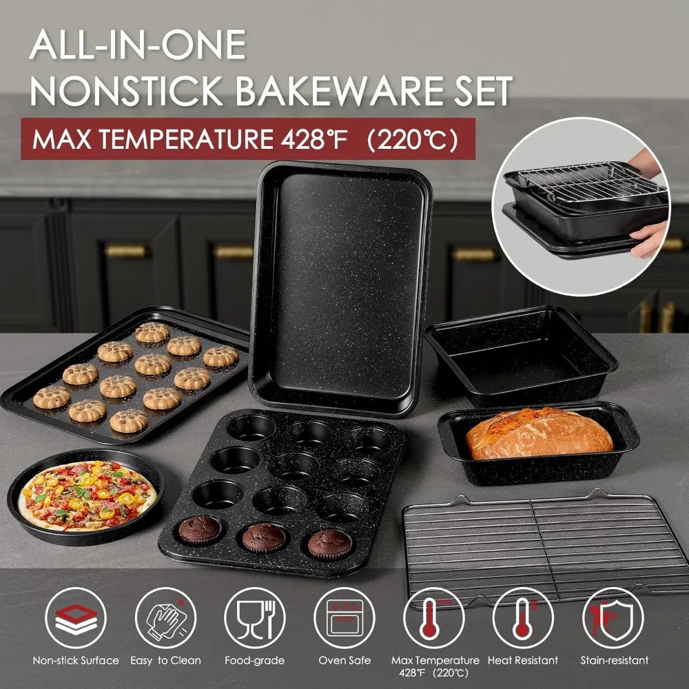 Pots and Pans Set Non Stick 31 Piece Kitchen Nonstick Cooking Cookware Sets with Grill Pan Saucepan Baking Sheet Utensil