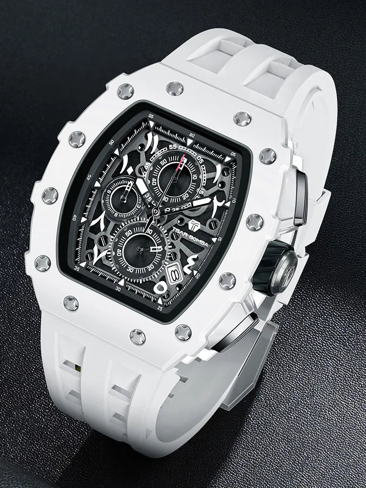 TSAR BOMBA Tonneau Stainless Steel Waterproof Wristwatch For Men