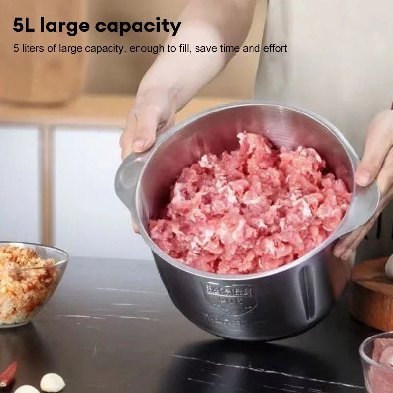 Electric Meat Mincer Grinder 304 Stainless Steel Chopper 5L Food Processor Garlic Mud Maker Vegetable Food Chopper Meat Slicer