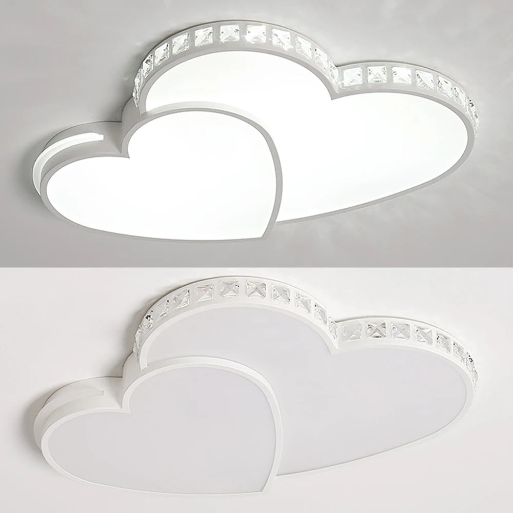 Modern Heart Shaped Ceiling Light Crystal LED Flush Mount For Kids And Living Room