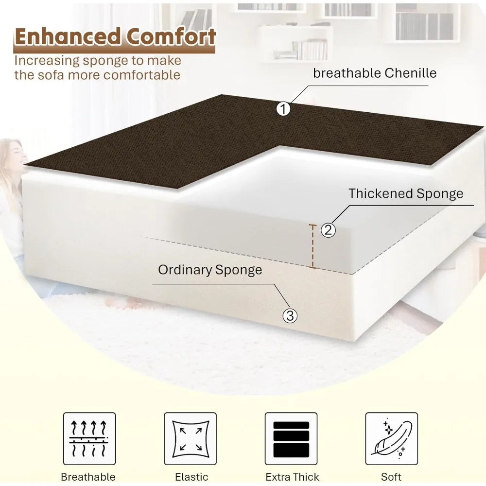 TexturedChenille Flip Up PremiumQuality Modular Sectional Sofa With USB ChargingPorts