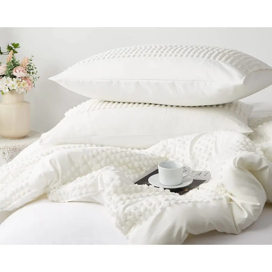 Cotton Microfiber Comforter Set Three Piece Boho Tufted Jacquard