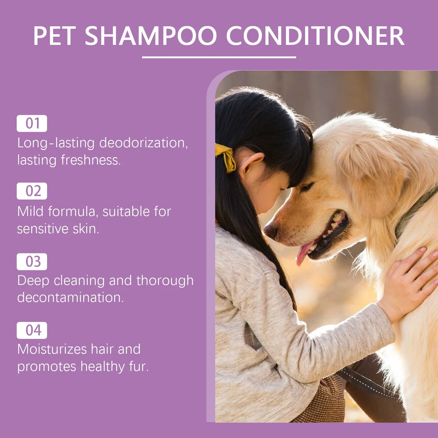 YEGBONG Pet Lavender Hair Shampoo Gentle Cleaning Remove Dirt