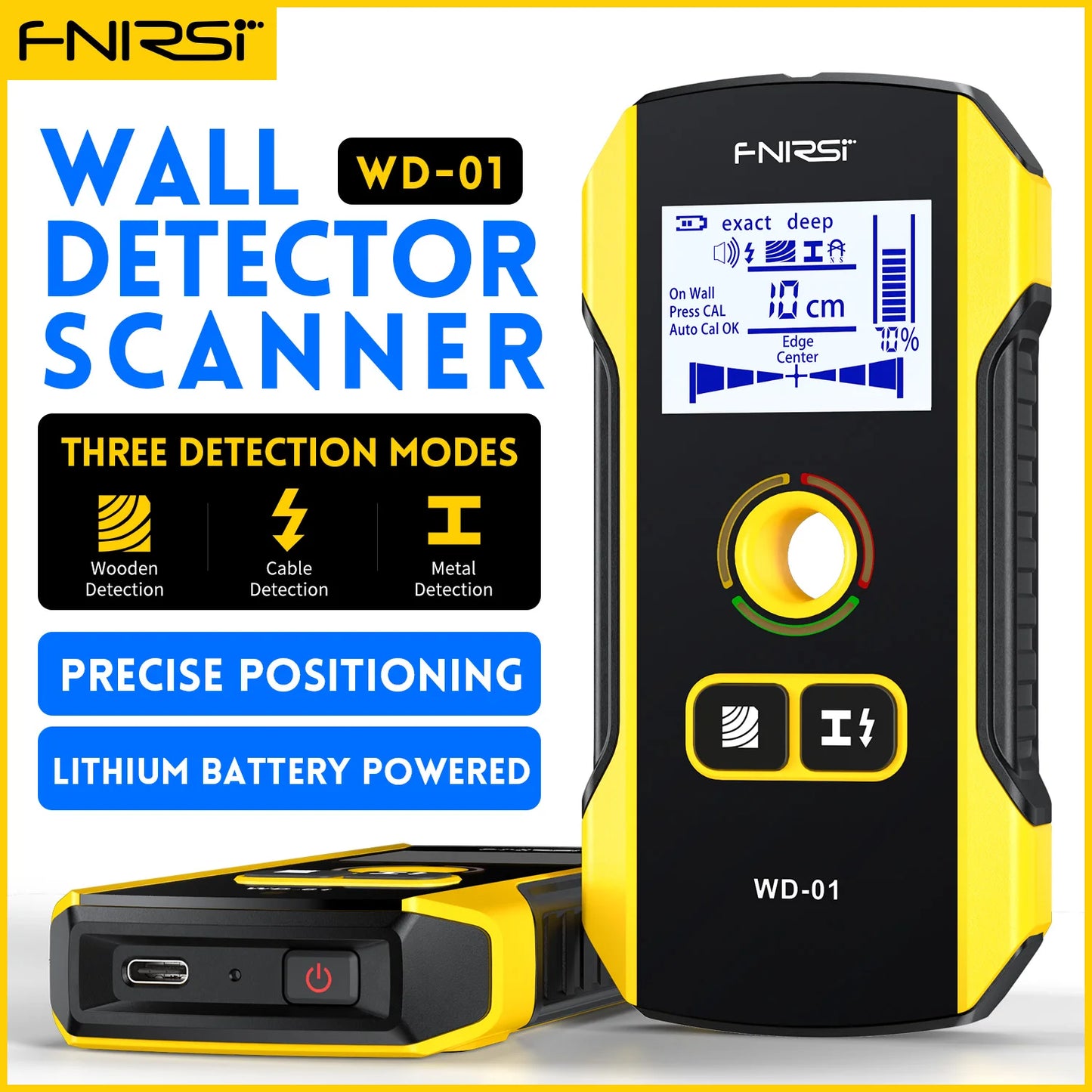 FNIRSI WD-01 WD-02 Metal Detector Wall Scanner For AC Live Cable Wiring Wood Stud Finding
