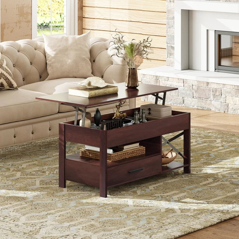GALAXHERO Lift Top Coffee Table With Hidden Compartment And Storage Shelf For Living Room With Hidden Drawers