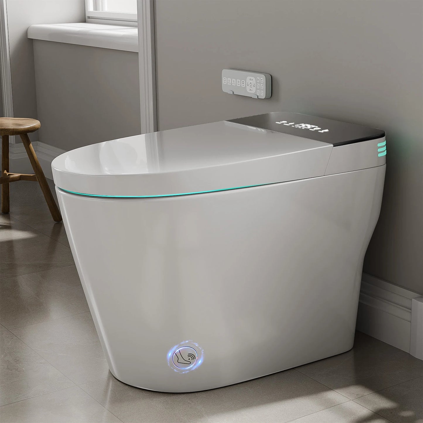 SmartToilet BuiltInBidetSystem AutoOpenClose DualFlush HeatedSeat WithNozzleSelfCleaning