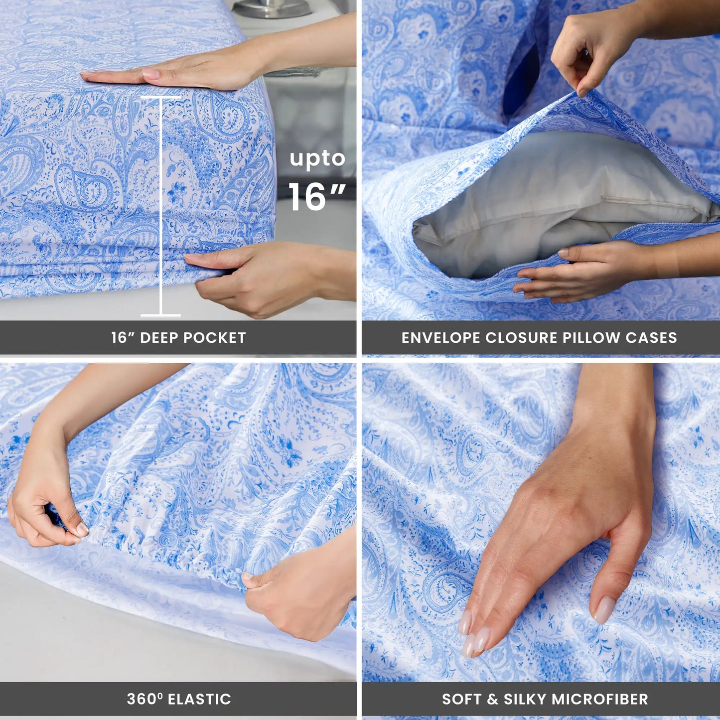 LDC LuxDecor Paisley Microfiber SheetSet WrinkleResistant UltraSoft ComfortBlend Premium Texture
