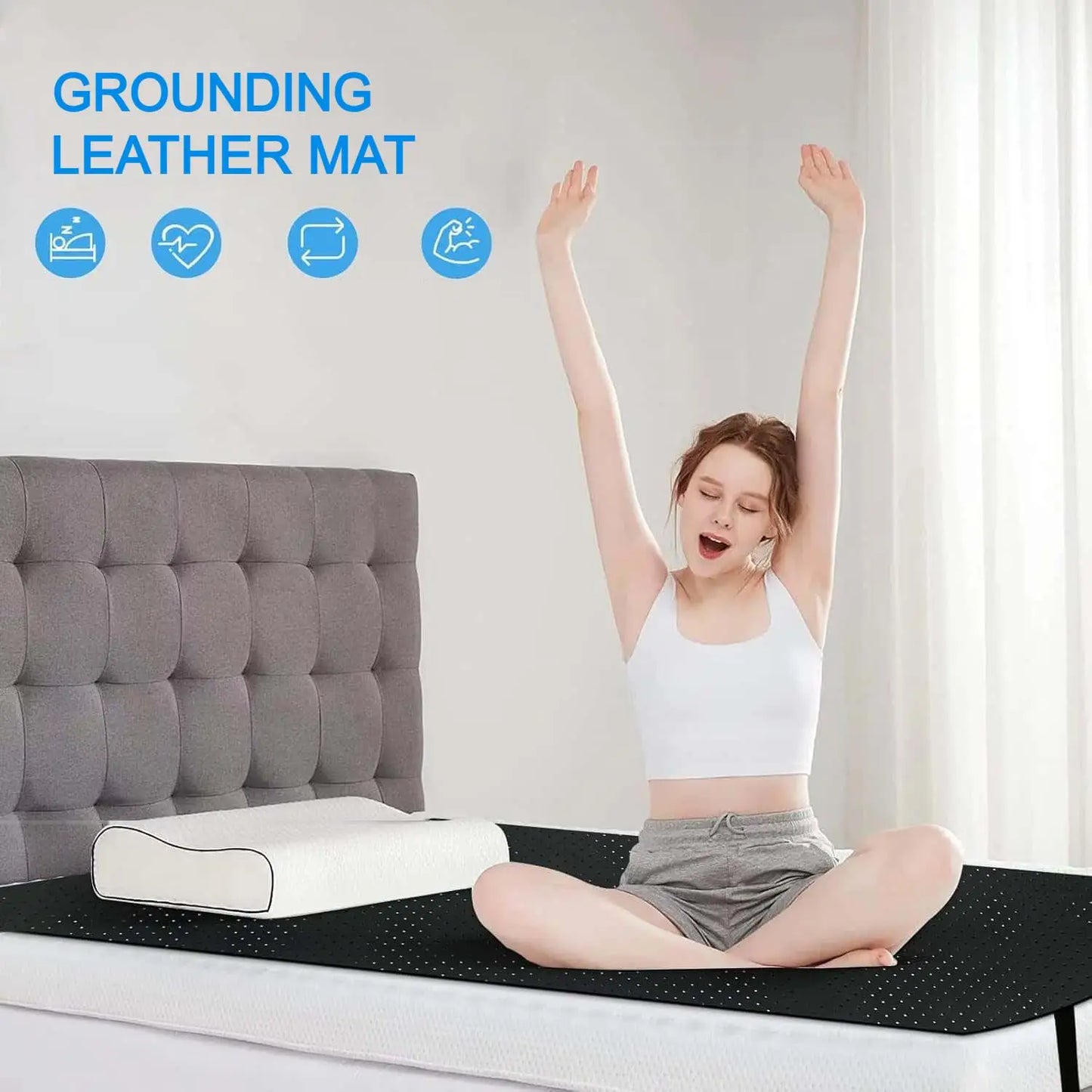Grounding Sheet and Mat Perforated 100 Percent Conductive Carbon Faux Leather