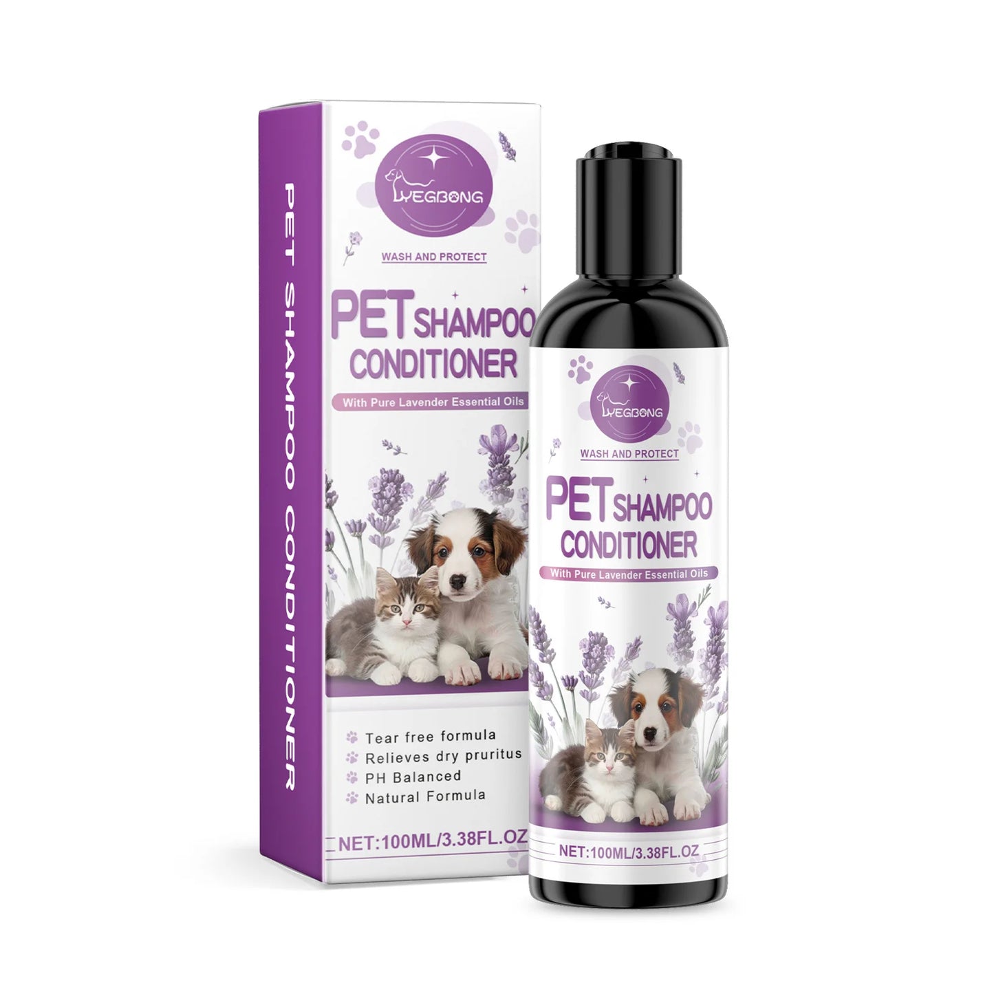 YEGBONG Pet Lavender Hair Shampoo Gentle Cleaning Remove Dirt