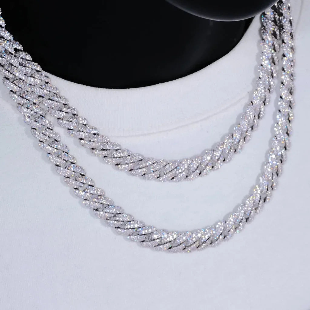 NONECN Diamond Cuban Link Chain Necklace 18K Plated