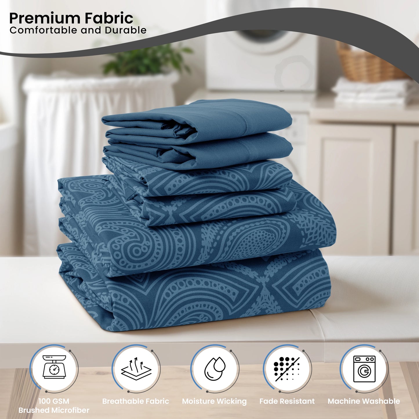 LDC Lux Decor Collection Paisley Microfiber Sheet Set 6 Piece Ultra Soft Bedding