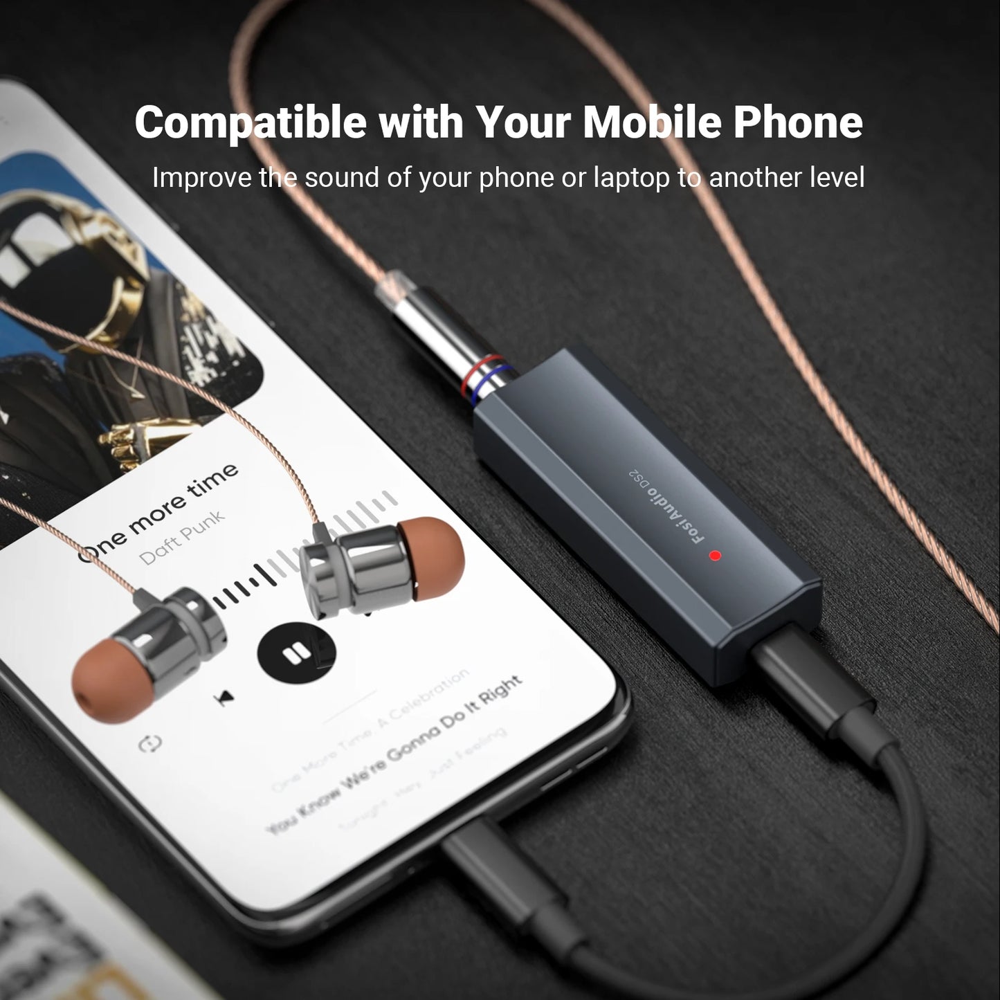 Fosi Audio DS2 Mini USB DAC Dongle Headphone Amplifier DSD Decoder 32Bit 384kHz Balanced 3.5mm 4.4mm