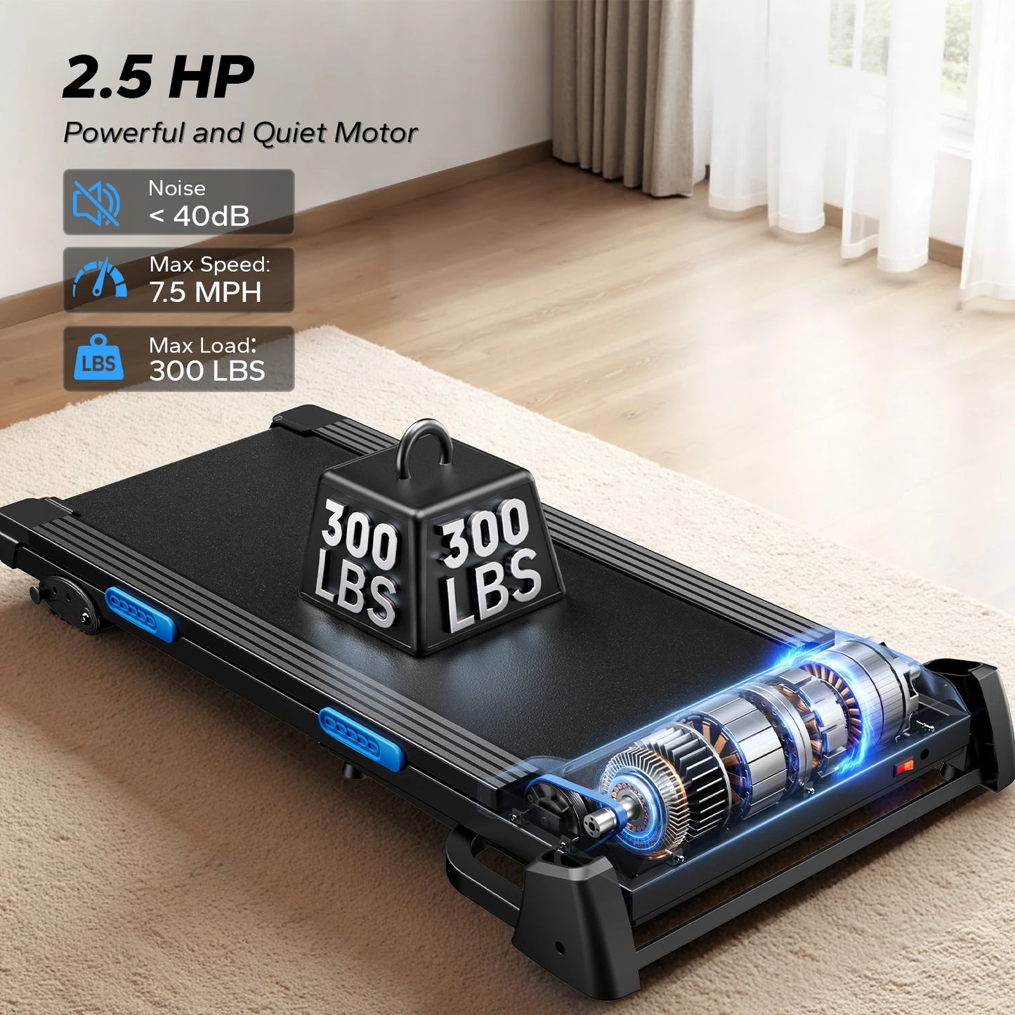 MERACH Foldable Treadmill T12 Incline Quiet Bluetooth DoubleDeckPro HRM Monitoring