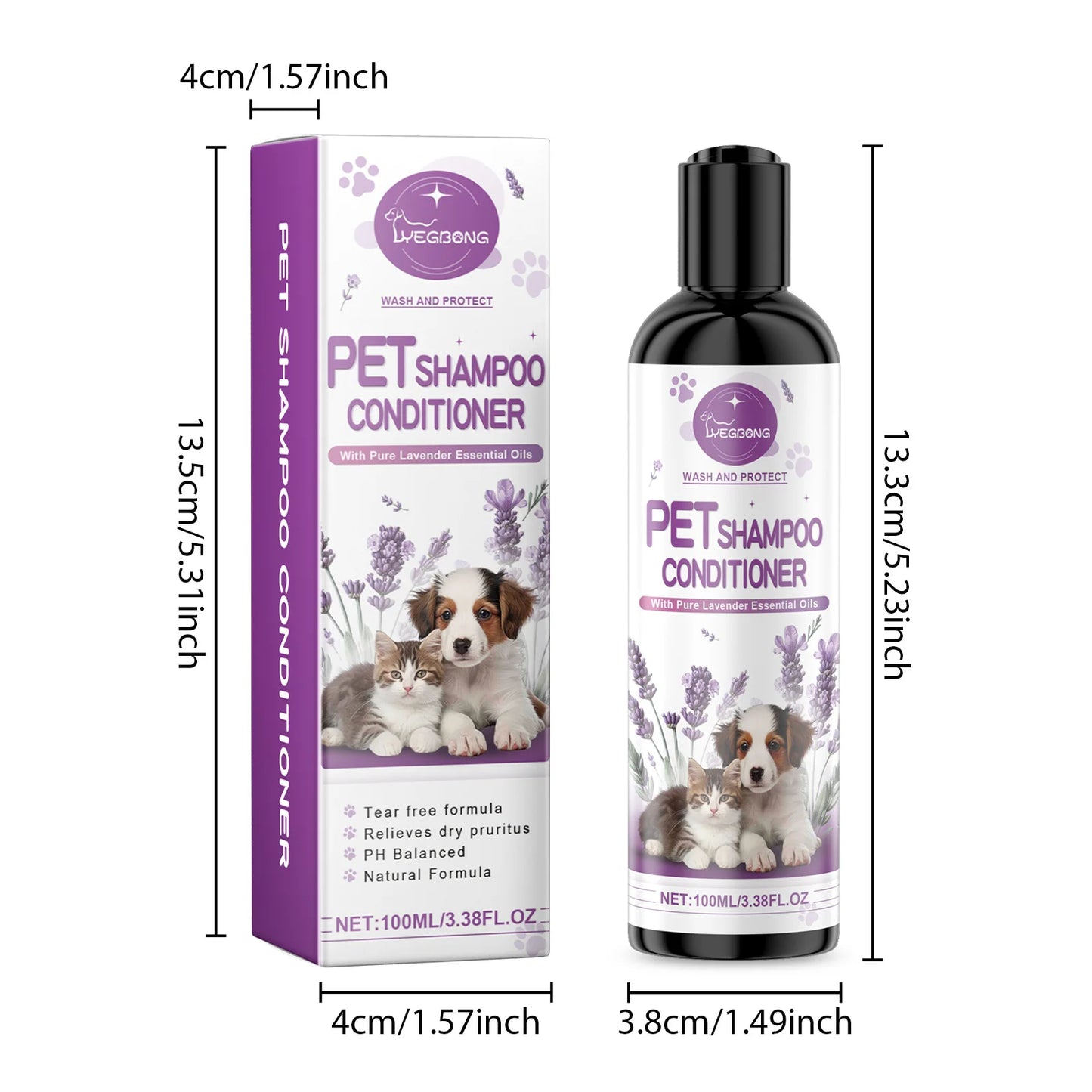 YEGBONG Pet Lavender Hair Shampoo Gentle Cleaning Remove Dirt