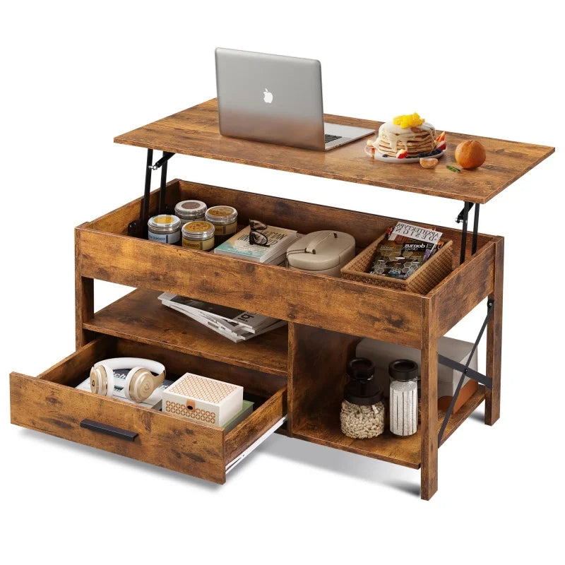 GALAXHERO Lift Top Coffee Table With Hidden Compartment And Storage Shelf For Living Room With Hidden Drawers