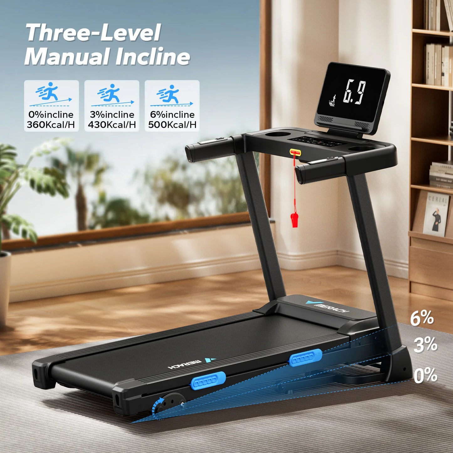 MERACH Foldable Treadmill T12 Incline Quiet Bluetooth DoubleDeckPro HRM Monitoring