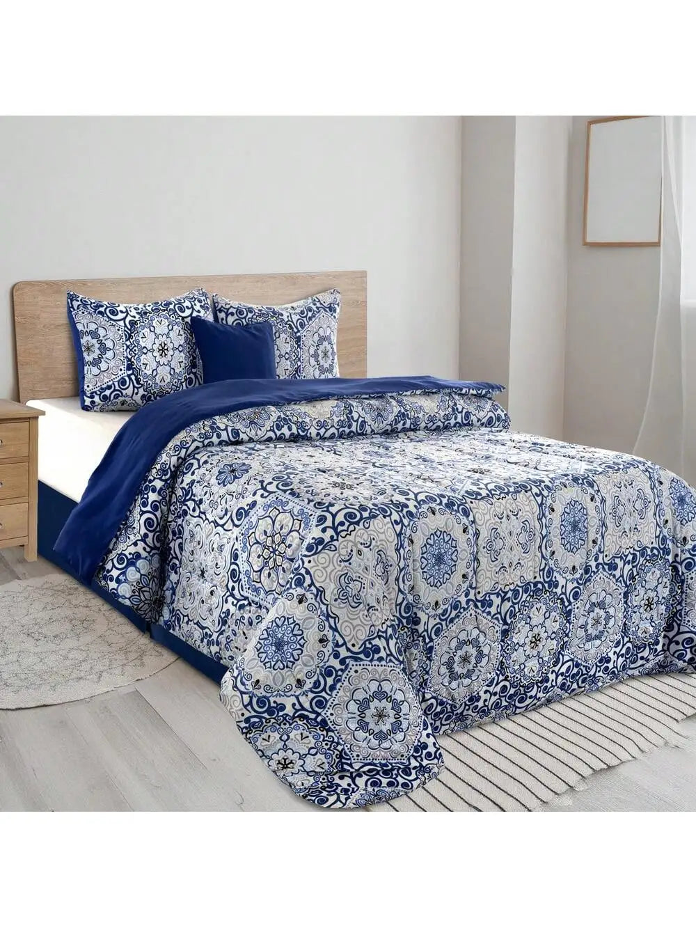 LUX Décor Reversible Comforter Set Microfiber Bedding