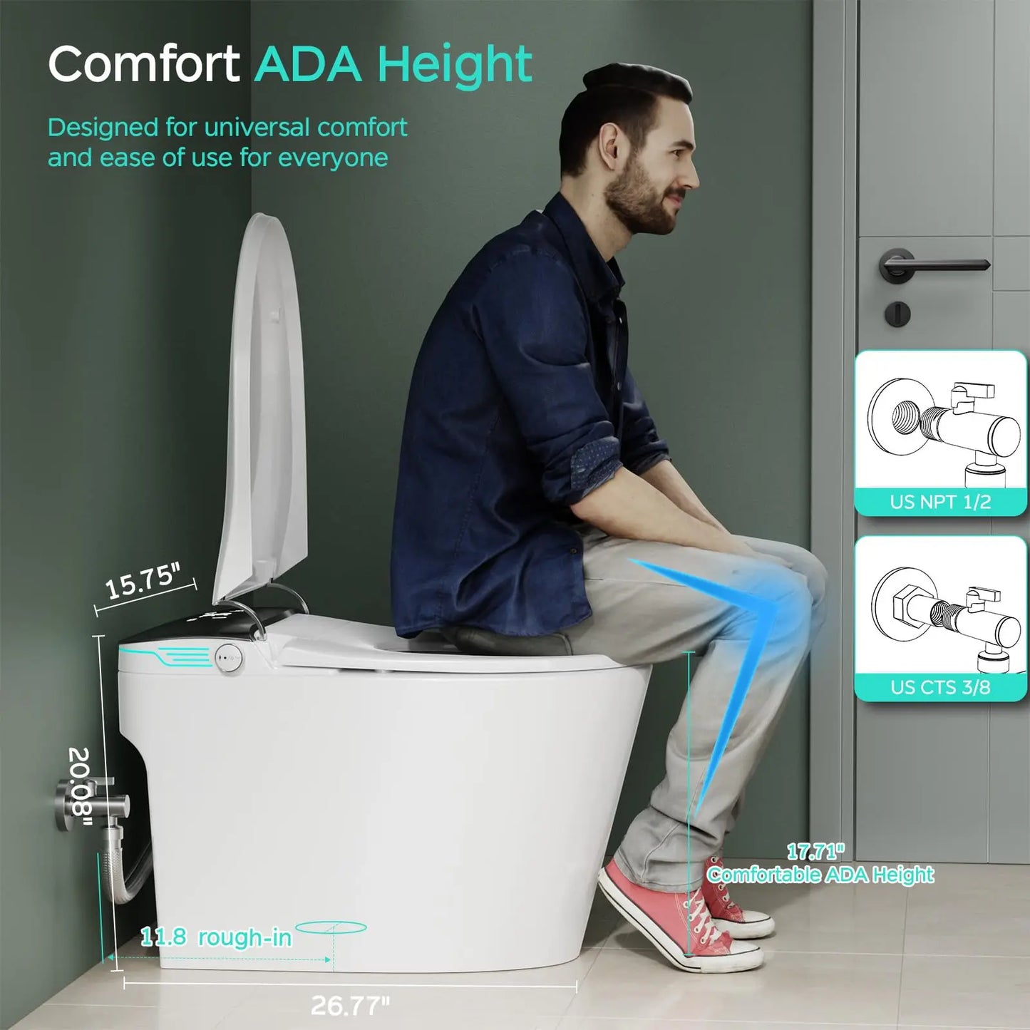 Smart Toilet With Built In Bidet One Piece ADA Compliant