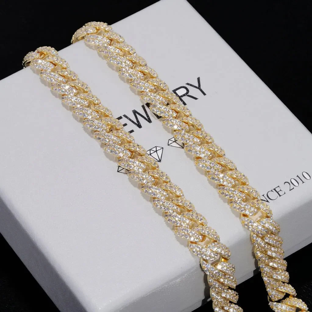 NONECN Diamond Cuban Link Chain Necklace 18K Plated