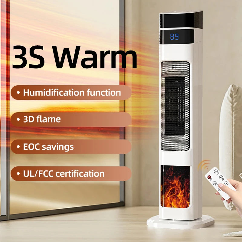 Suning 1500W Ceramic Tower Heater And Humidifier 4 In 1 With Auto Shutoff For Home Living Room Bedroom