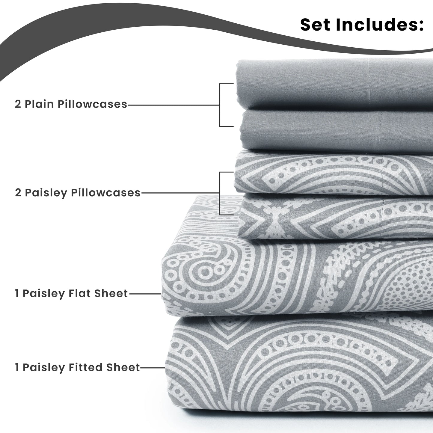 LDC Lux Decor Collection Paisley Microfiber Sheet Set 6 Piece Ultra Soft Bedding