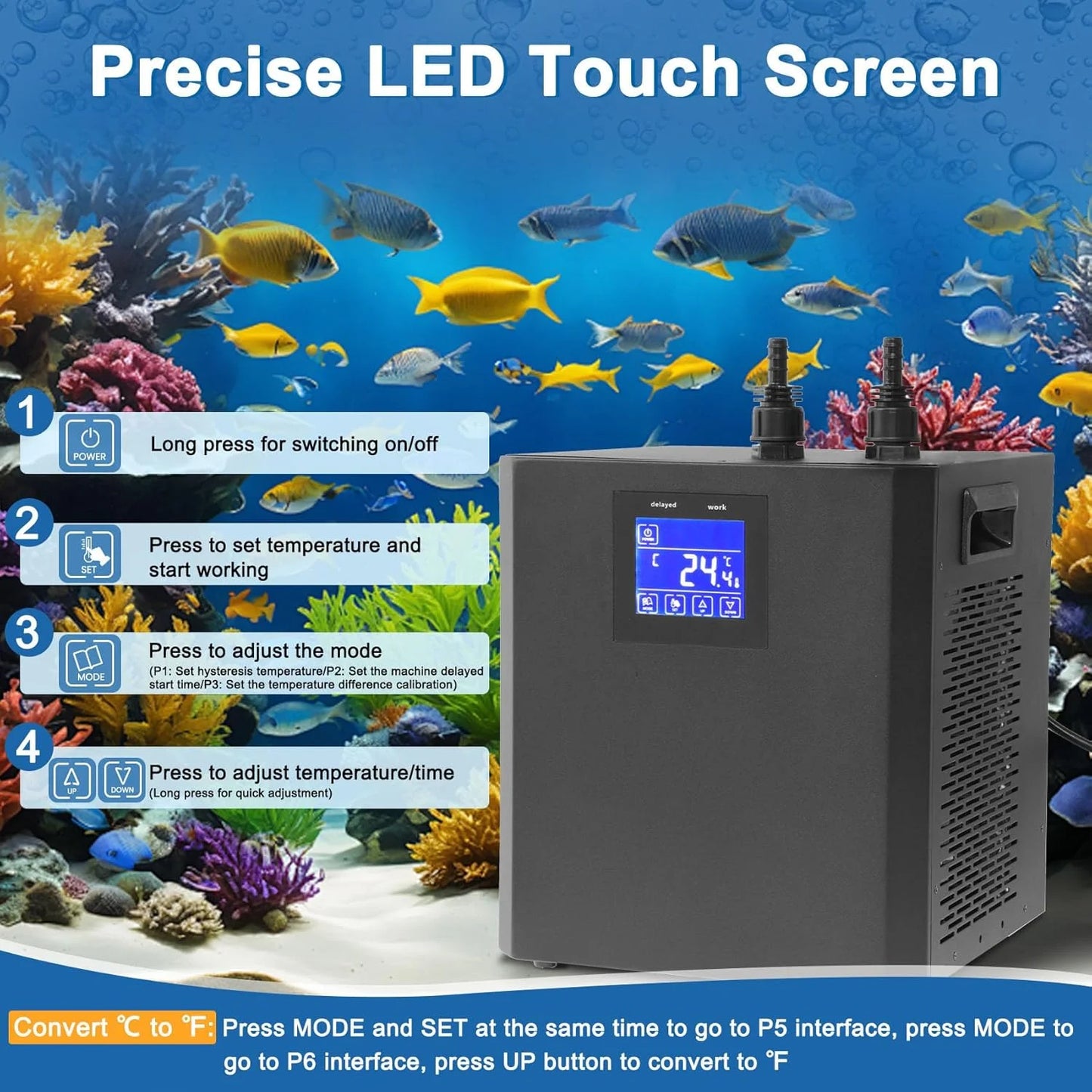 Aquarium Chiller One Third HP 79Gal Fish Tank Axolotl Cooler