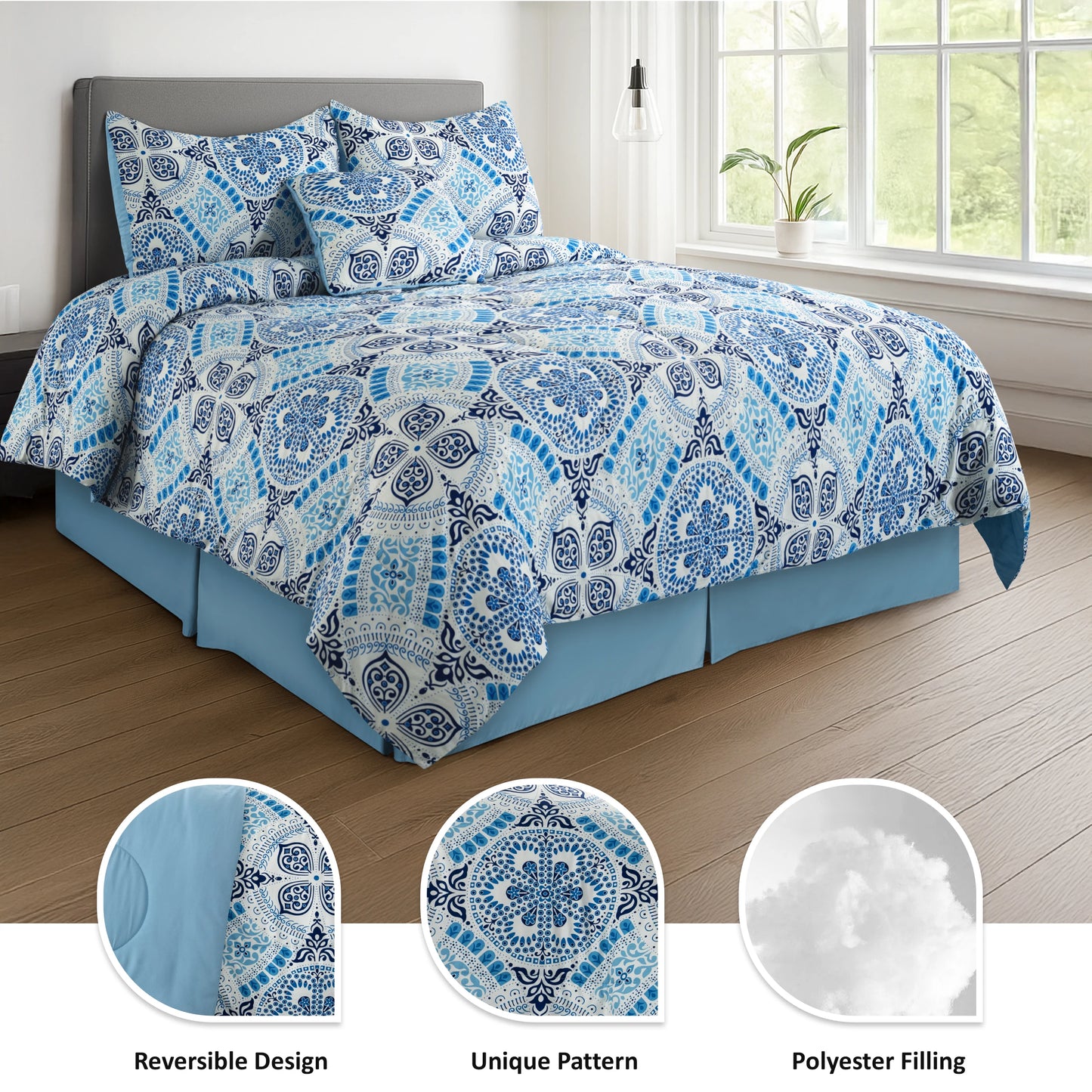 LUX Décor Reversible Comforter Set Microfiber Bedding