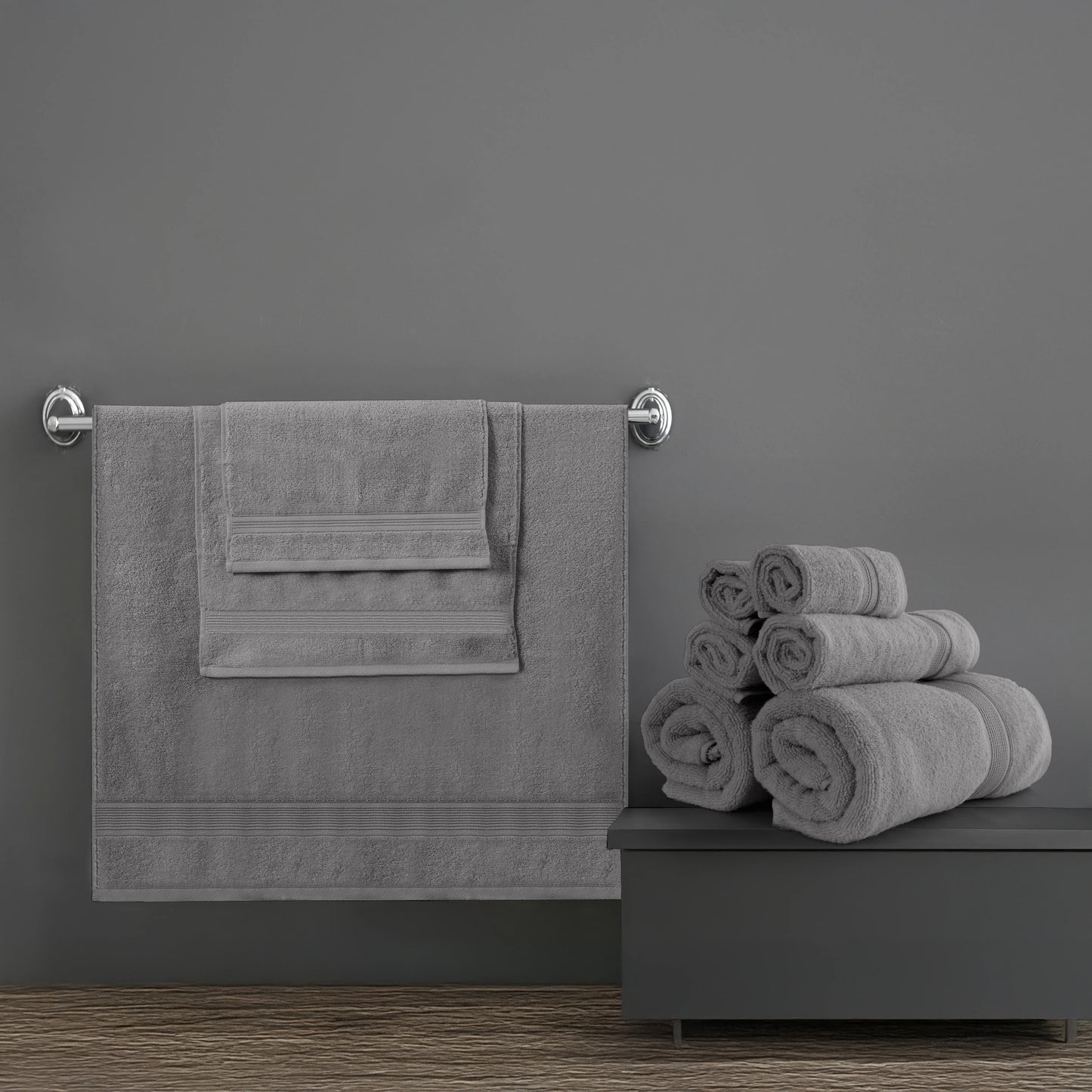 Lux Decor 100 Percent Cotton Bath Towel Set Ultra Soft Durable Absorbent 525 GSM 6 Piece