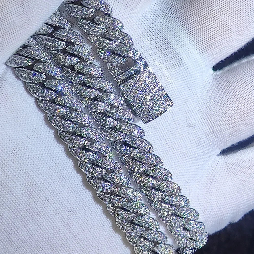 NONECN Diamond Cuban Link Chain Necklace 18K Plated