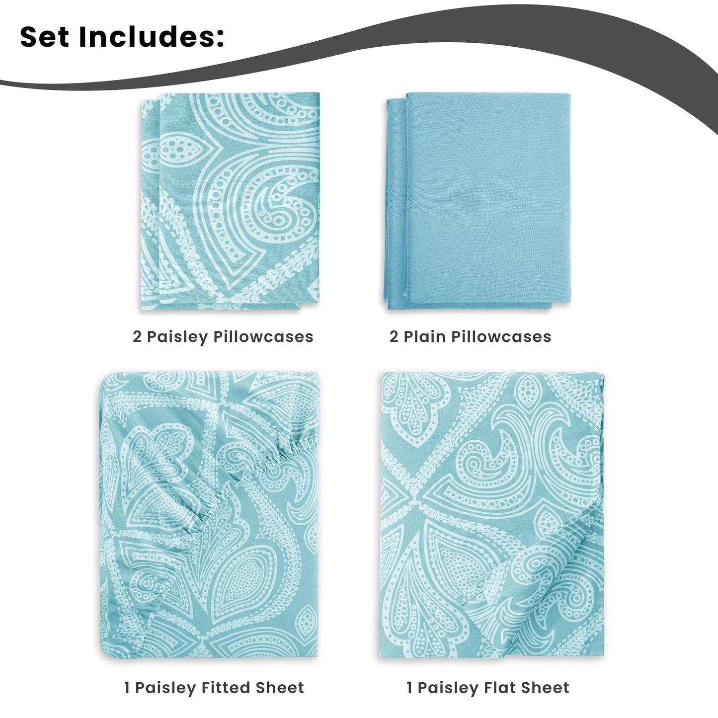LDC Lux Decor Collection Paisley Microfiber Sheet Set 6 Piece Ultra Soft Bedding