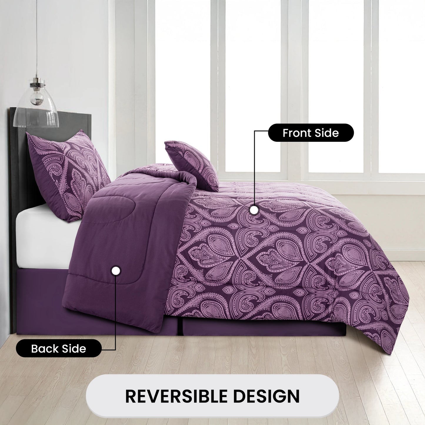 LUX Décor Reversible Comforter Set Microfiber Bedding