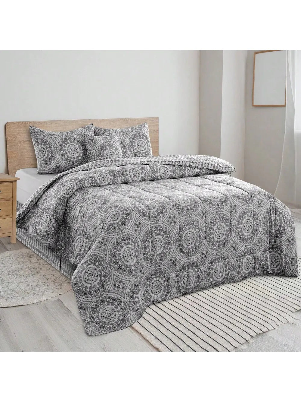 LUX Décor Reversible Comforter Set Microfiber Bedding