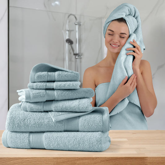 Lux Decor 100 Percent Cotton Bath Towel Set Ultra Soft Durable Absorbent 525 GSM 6 Piece