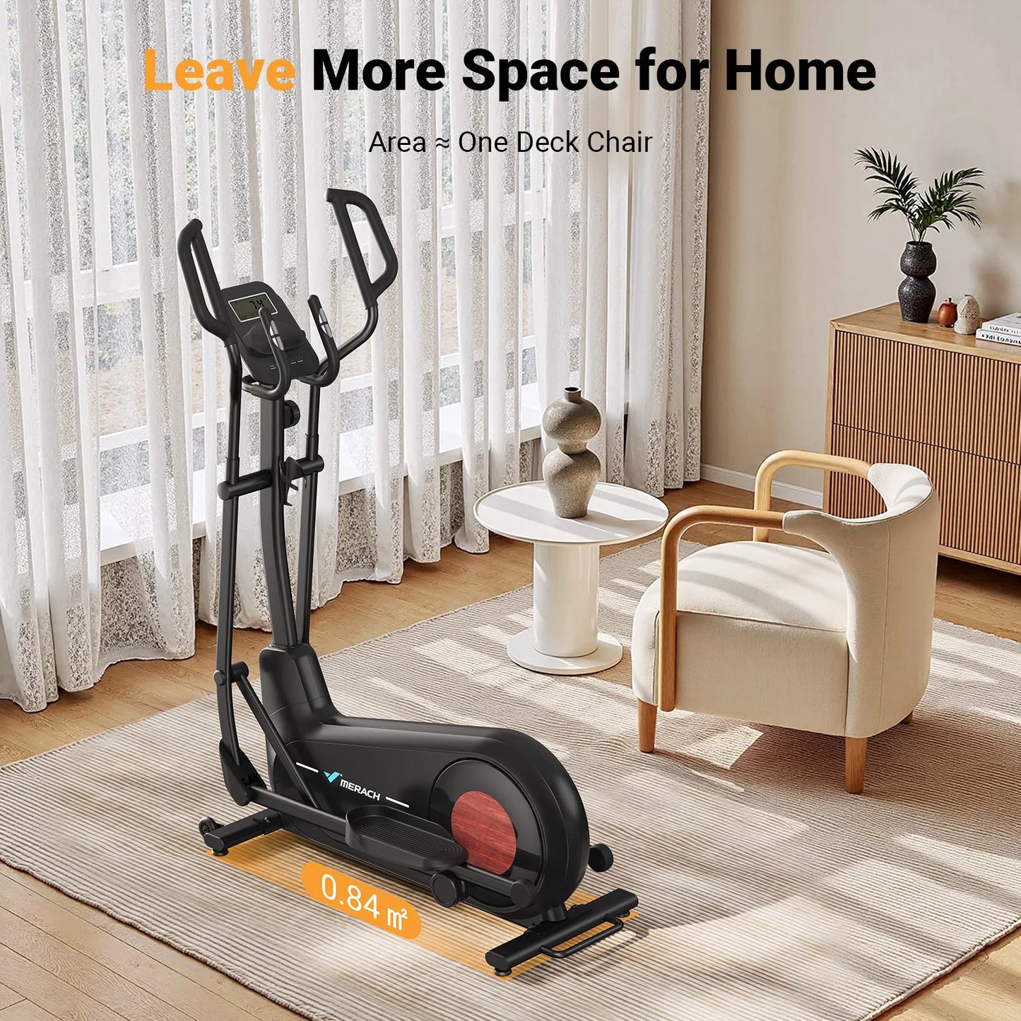 MERACH Elliptical Exercise Machine with 18.5IN Stride Hyper-Quiet Magnetic Drive System Elliptical Trainer 8 Resistance Levels