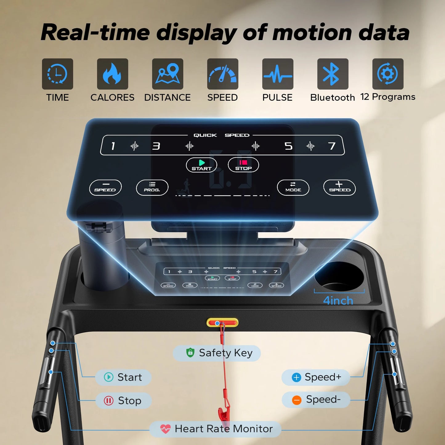 MERACH Foldable Treadmill T12 Incline Quiet Bluetooth DoubleDeckPro HRM Monitoring