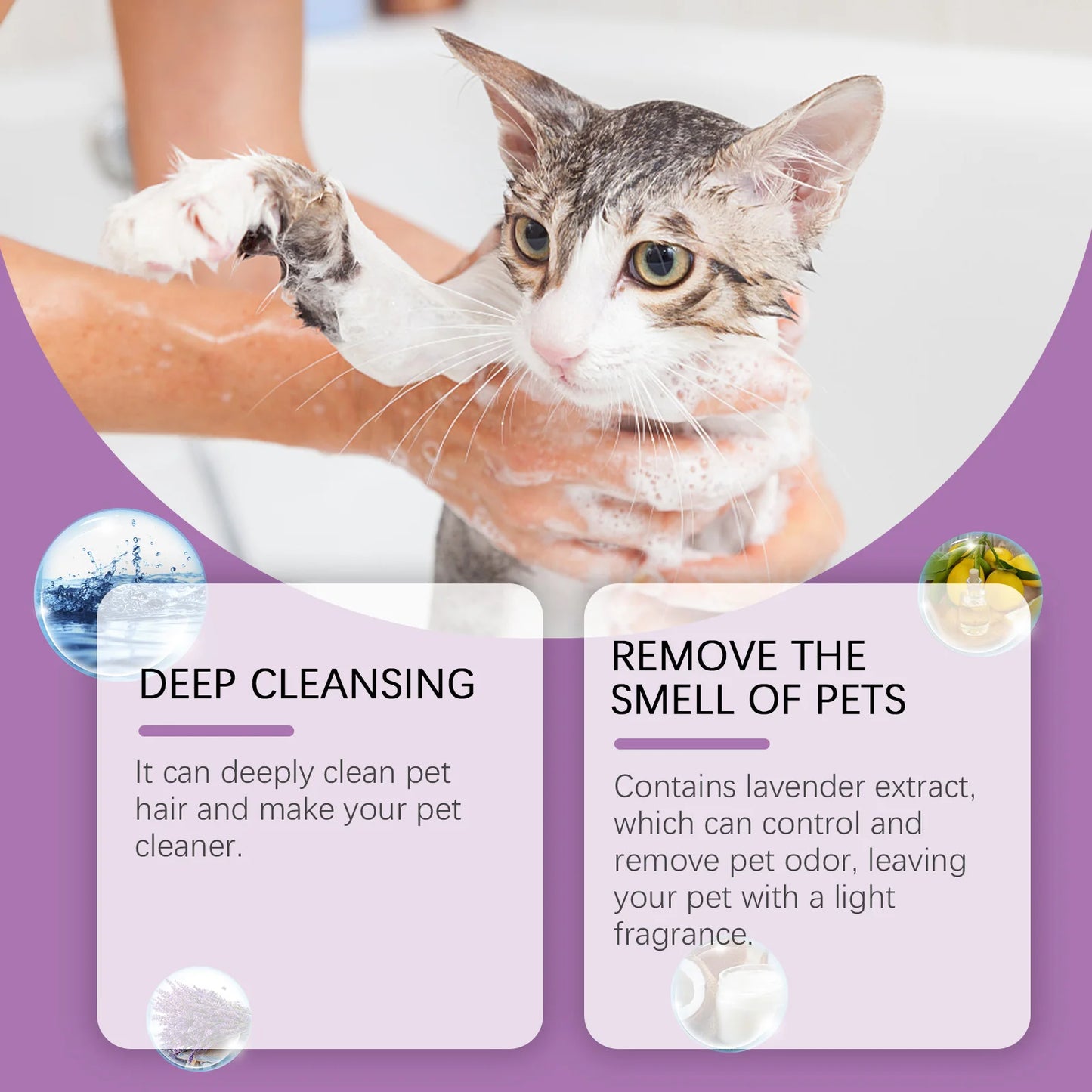 YEGBONG Pet Lavender Hair Shampoo Gentle Cleaning Remove Dirt