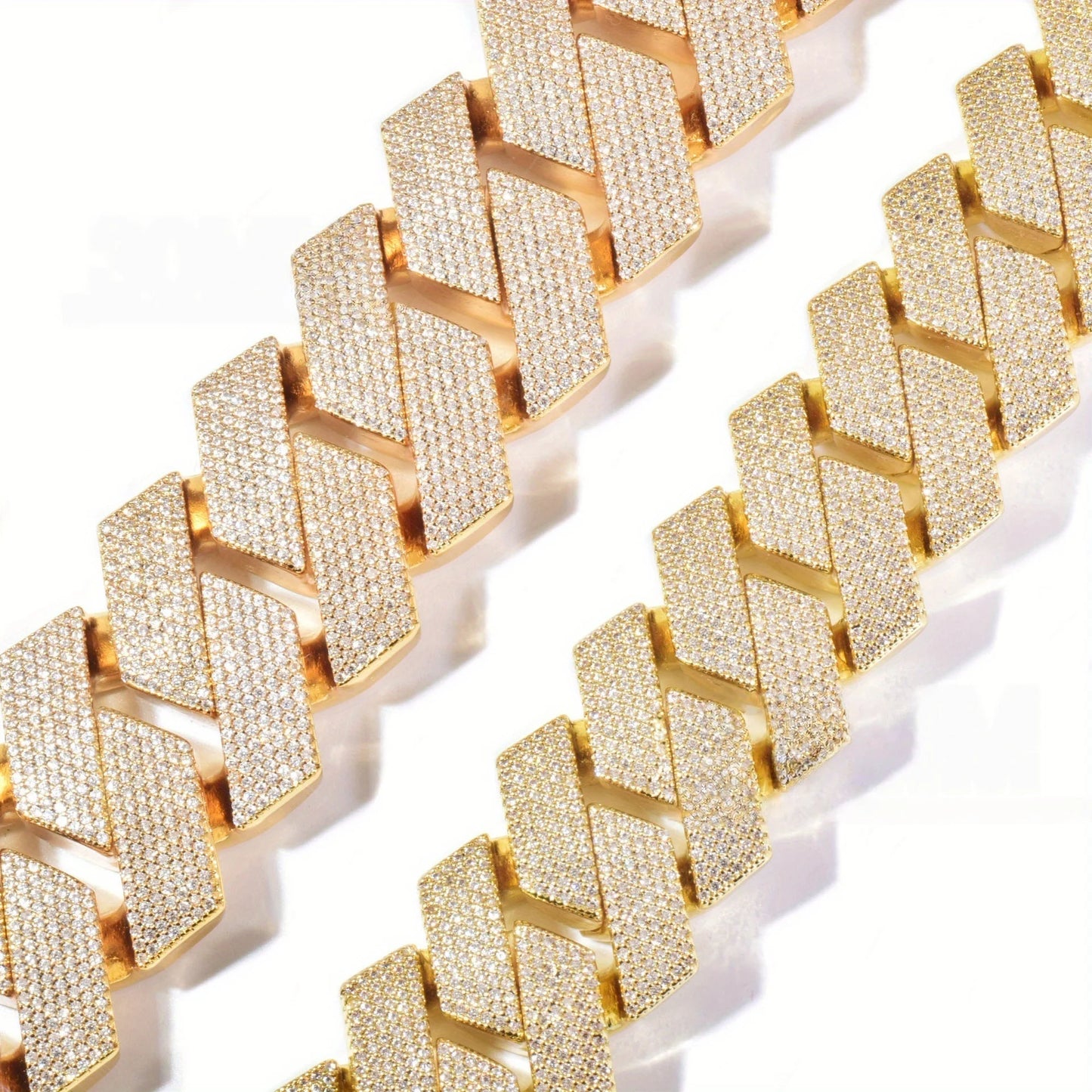 Cuban Link Chain Necklace Iced Rhinestone 2 Row Miami Rhombus