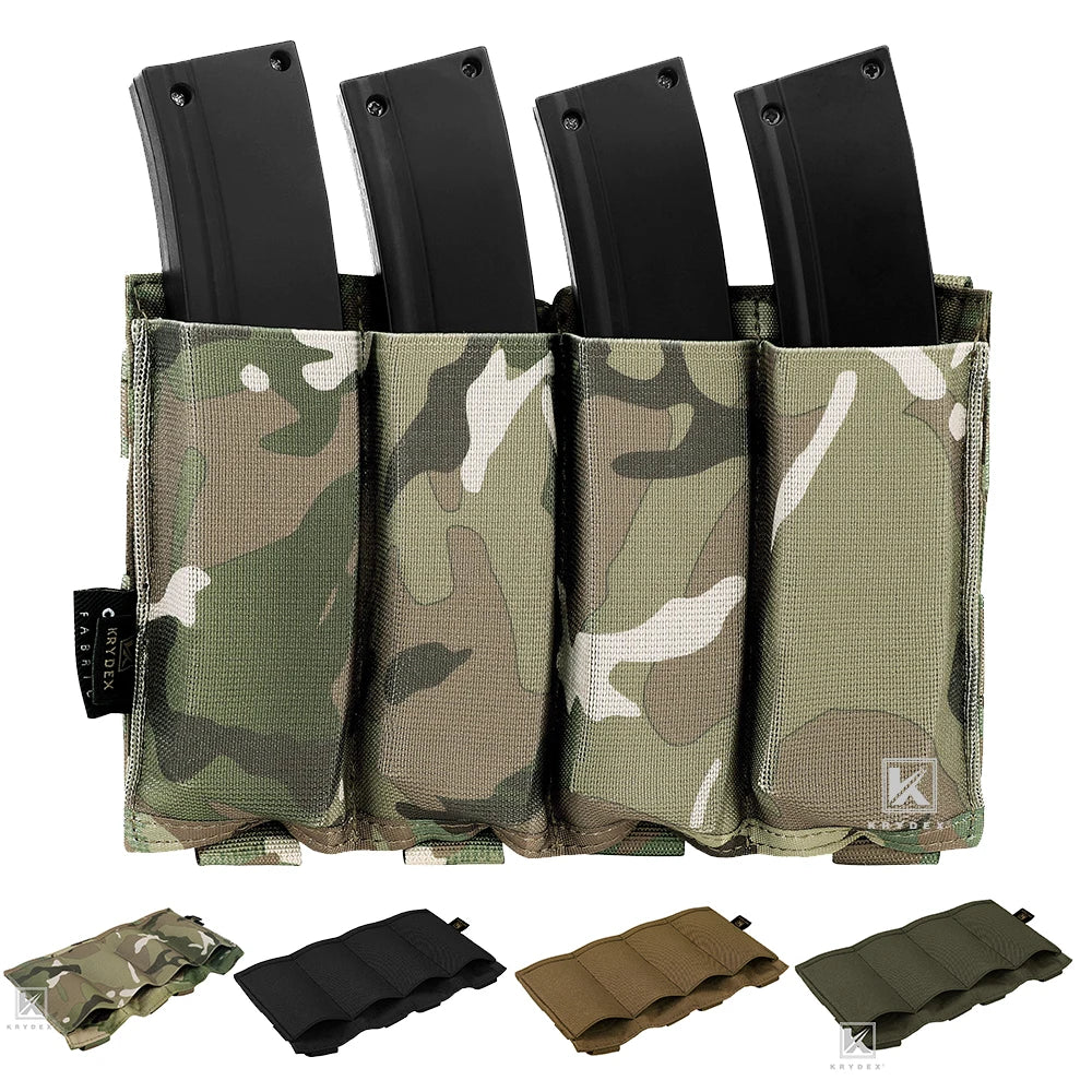 KRYDEX Quadruple Elastic Magazine Pouch MP7 KRISS Pistol MOLLE Holder