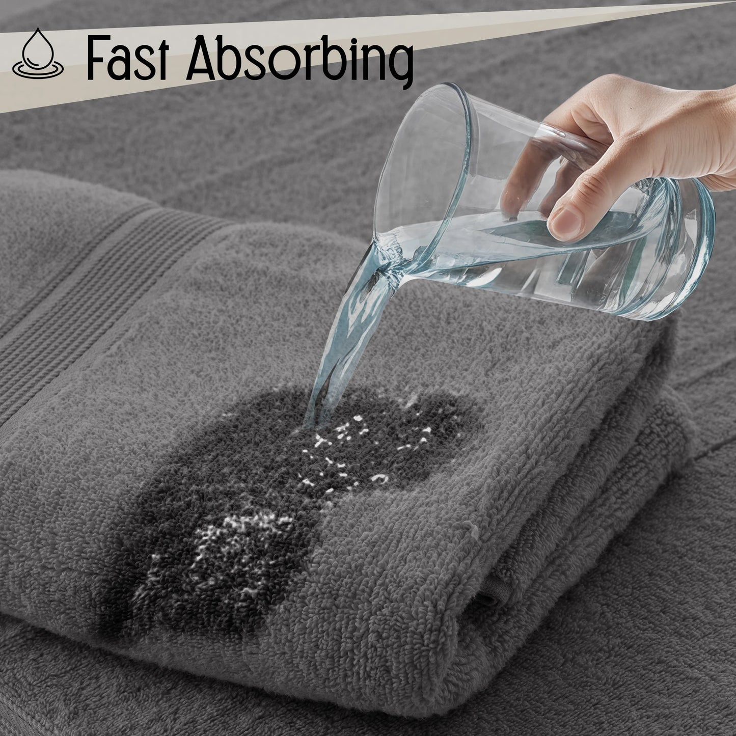 Lux Decor 100 Percent Cotton Bath Towel Set Ultra Soft Durable Absorbent 525 GSM 6 Piece