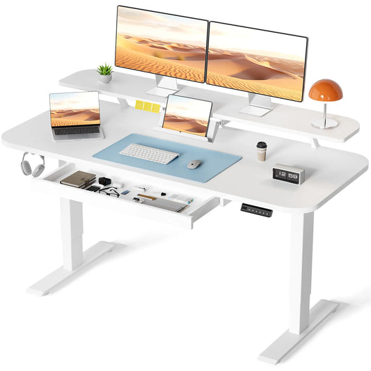 Electric Standing Desk With Drawers Sit Stand Height Adjustable Ergonomic Home Office Computer Desk