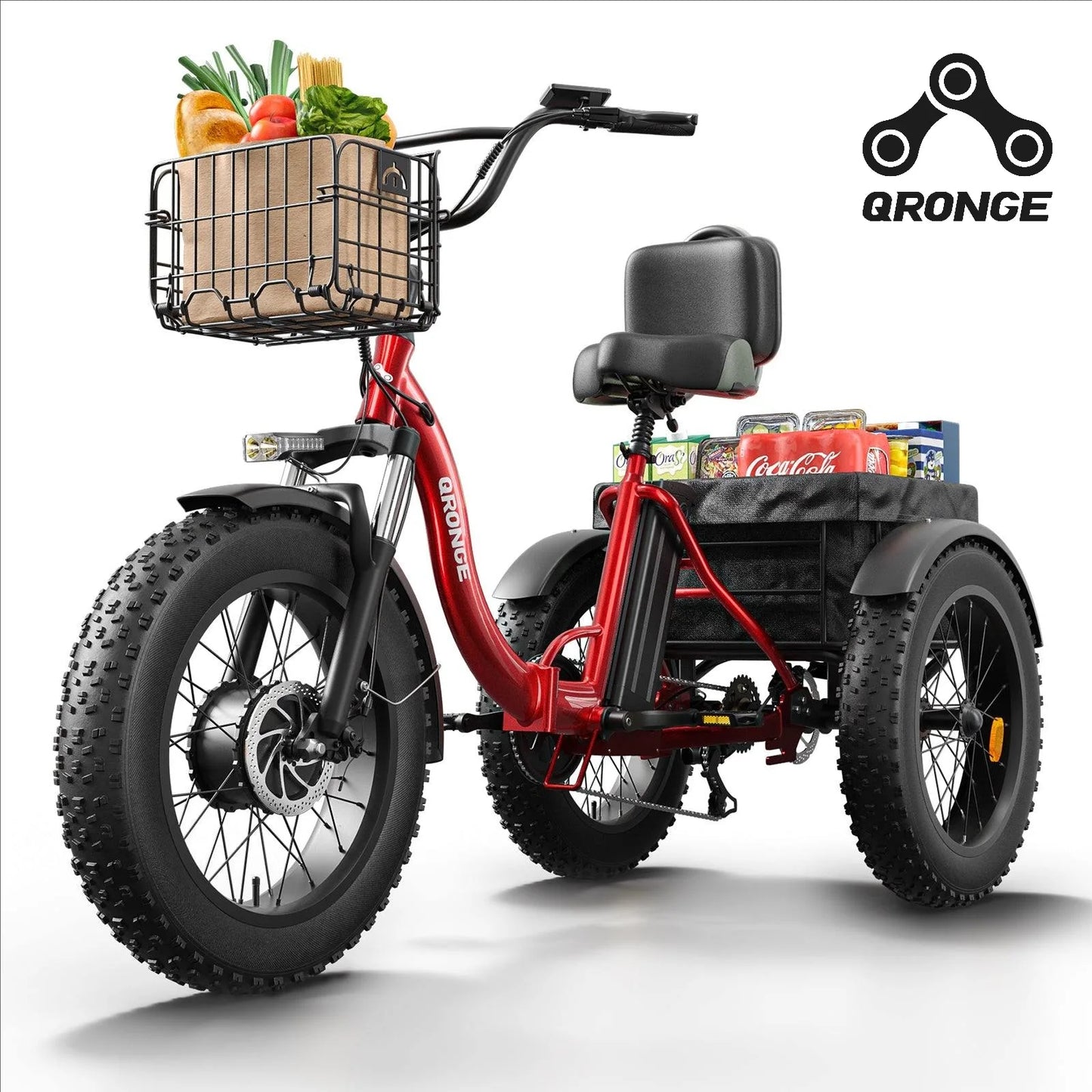 QRONGE 960W Electric Bike For Adults Folding Fat Tire Trike