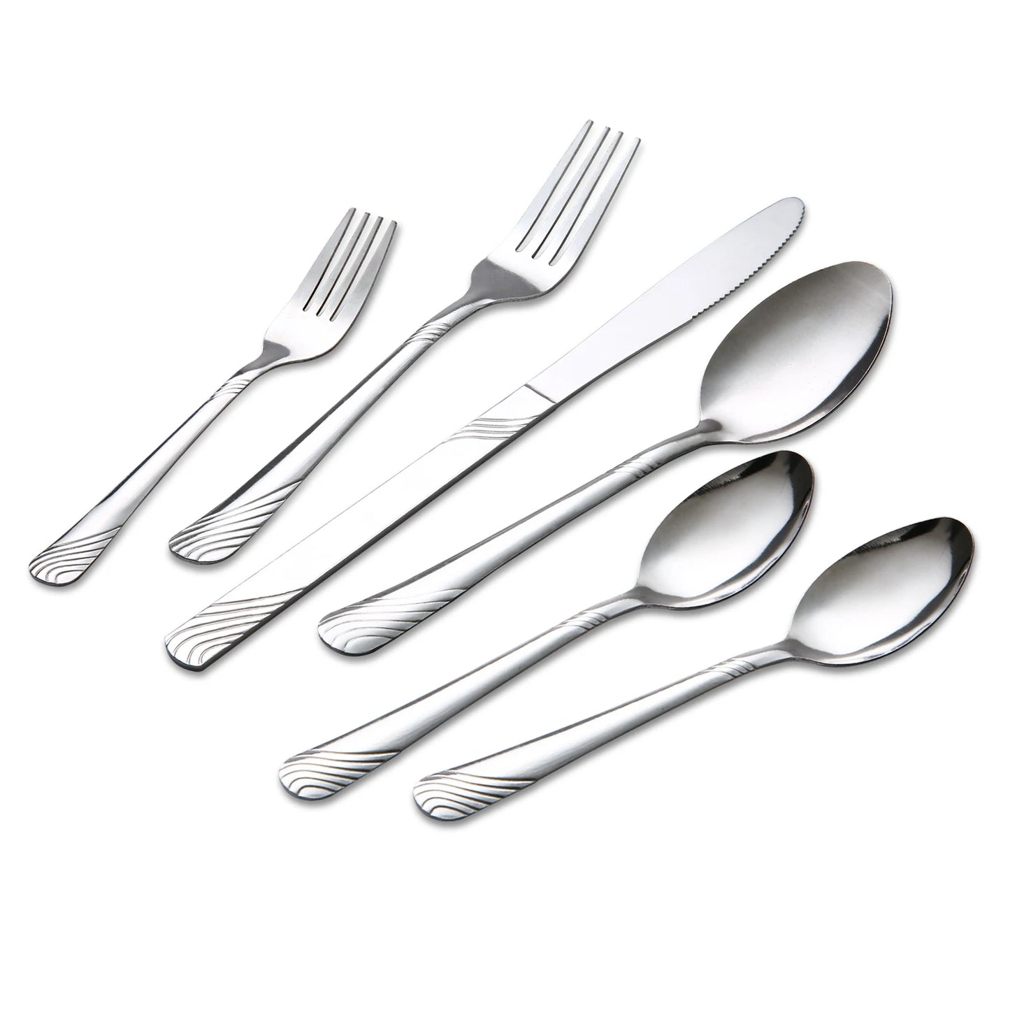 HANSMART 48Pcs Flatware Set for 8 Stainless Steel Knife Fork Spoon Tableware Flatware Set Kitchen Dinnerware Gift