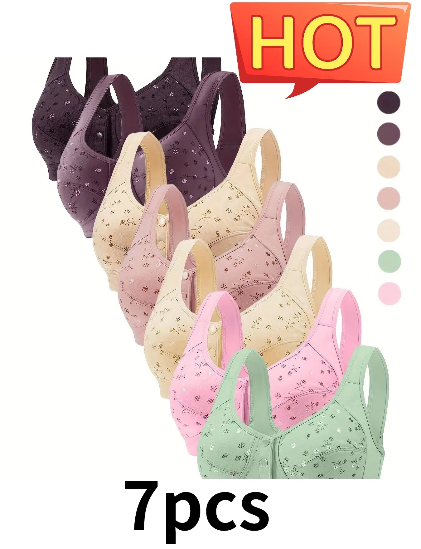 Hicloth Floral Front Buckle Nursing Bra Wire Free Breathable