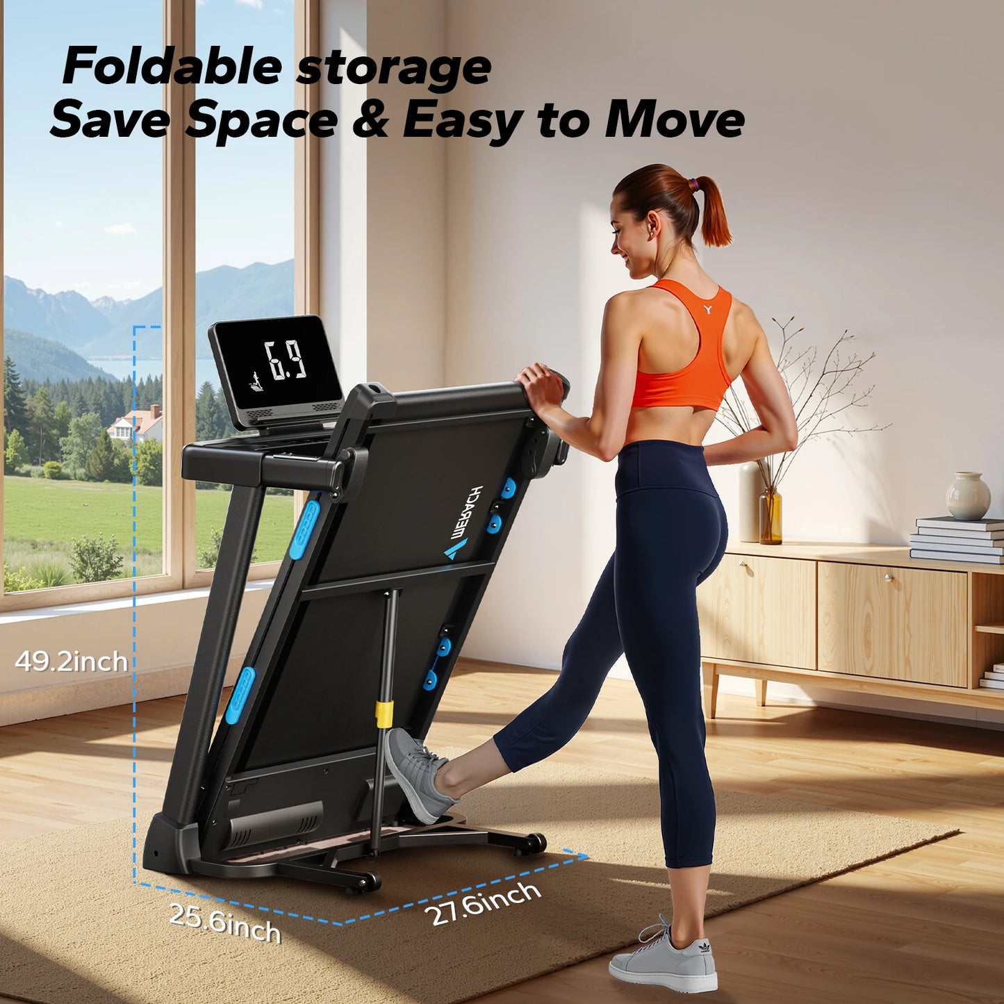 MERACH Foldable Treadmill T12 Incline Quiet Bluetooth DoubleDeckPro HRM Monitoring