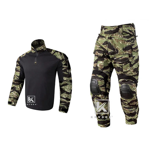Krydex Tiger Stripe Camouflage Combat Uniform Set For Tactical Men
