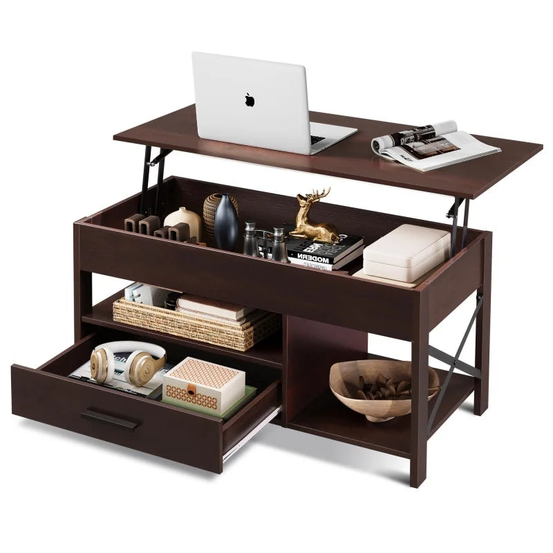 GALAXHERO Lift Top Coffee Table With Hidden Compartment And Storage Shelf For Living Room With Hidden Drawers
