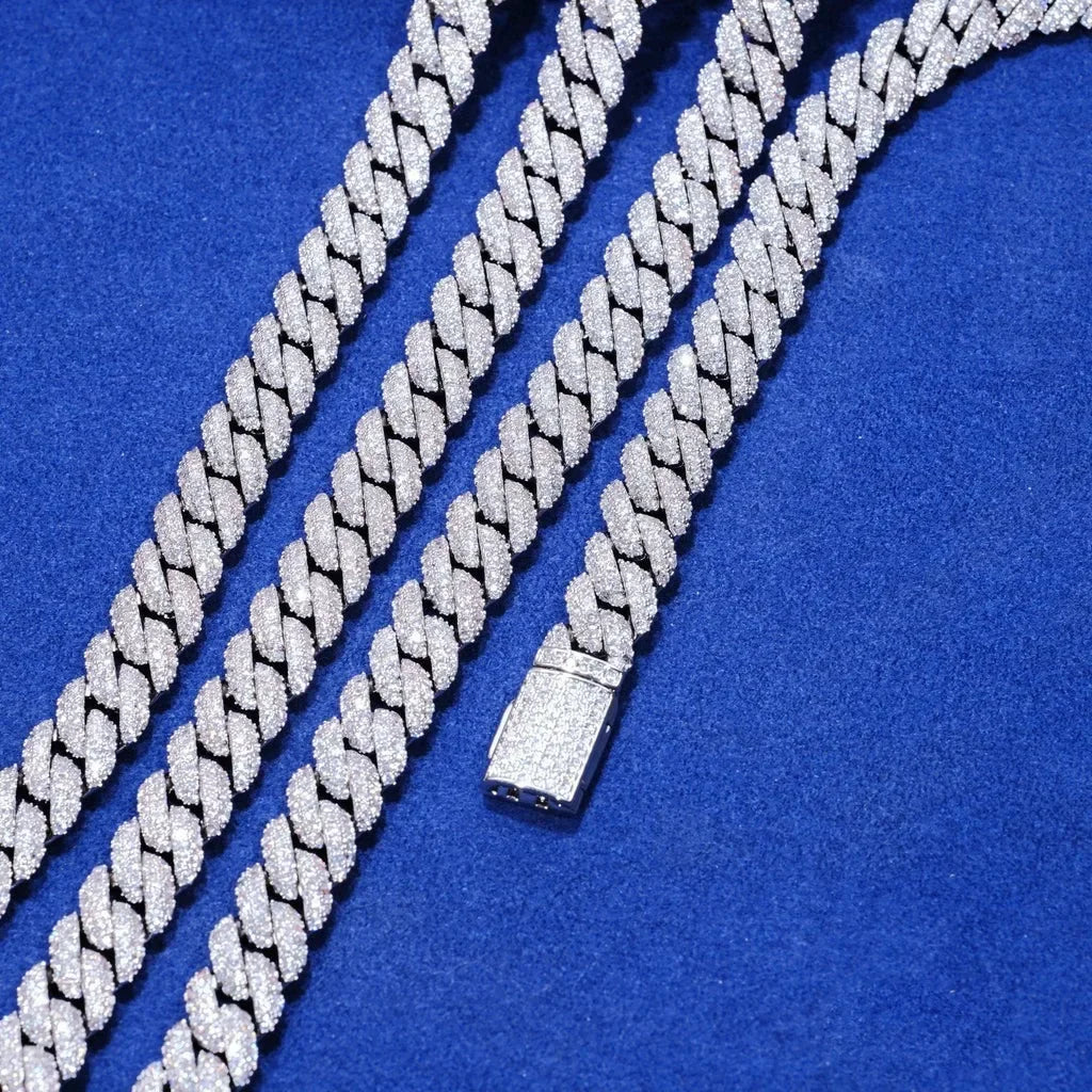 NONECN Diamond Cuban Link Chain Necklace 18K Plated