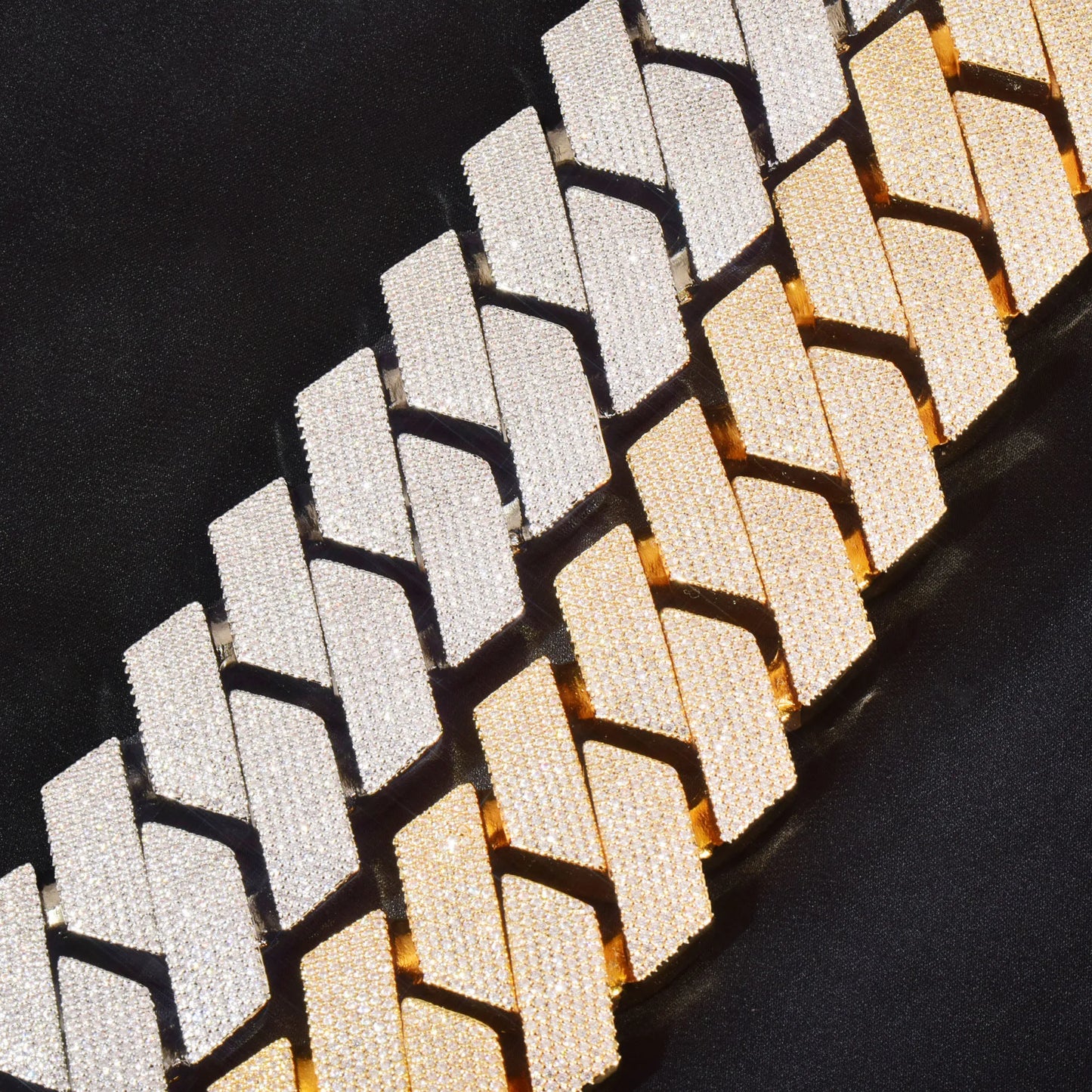 Cuban Link Chain Necklace Iced Rhinestone 2 Row Miami Rhombus
