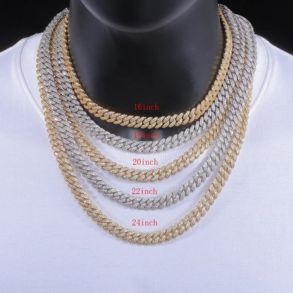 NONECN Diamond Cuban Link Chain Necklace 18K Plated